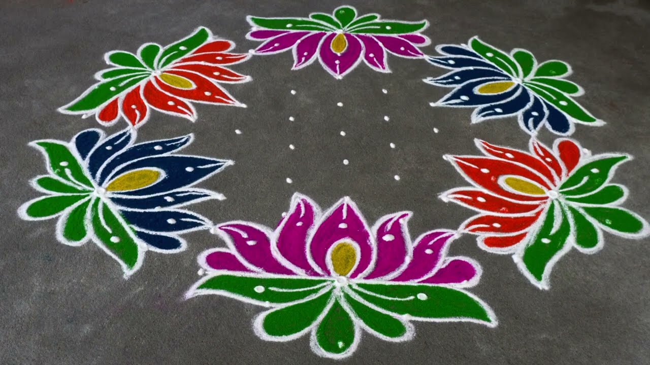 Friday rangolis || lotus rangoli || rangoli || flowers rangolis ||