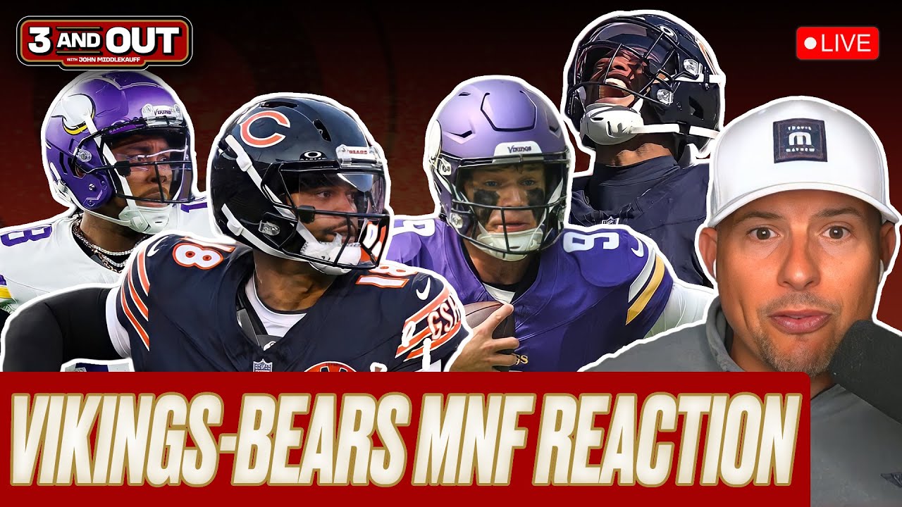 Reaction to Caleb Williams & Bears COLLAPSE vs. JJ McCarthy & Vikings on MNF | 3 & Out NFL LIVE