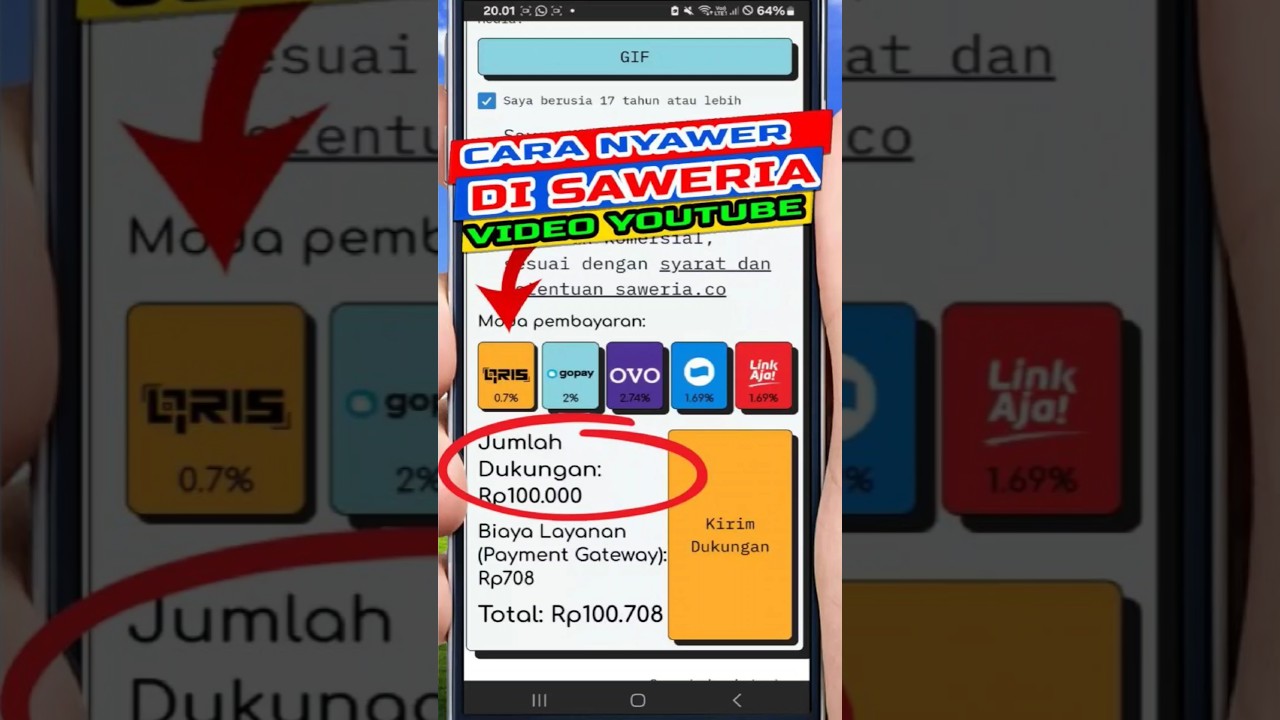 Cara #nyawer di #saweria video youtube #shorts