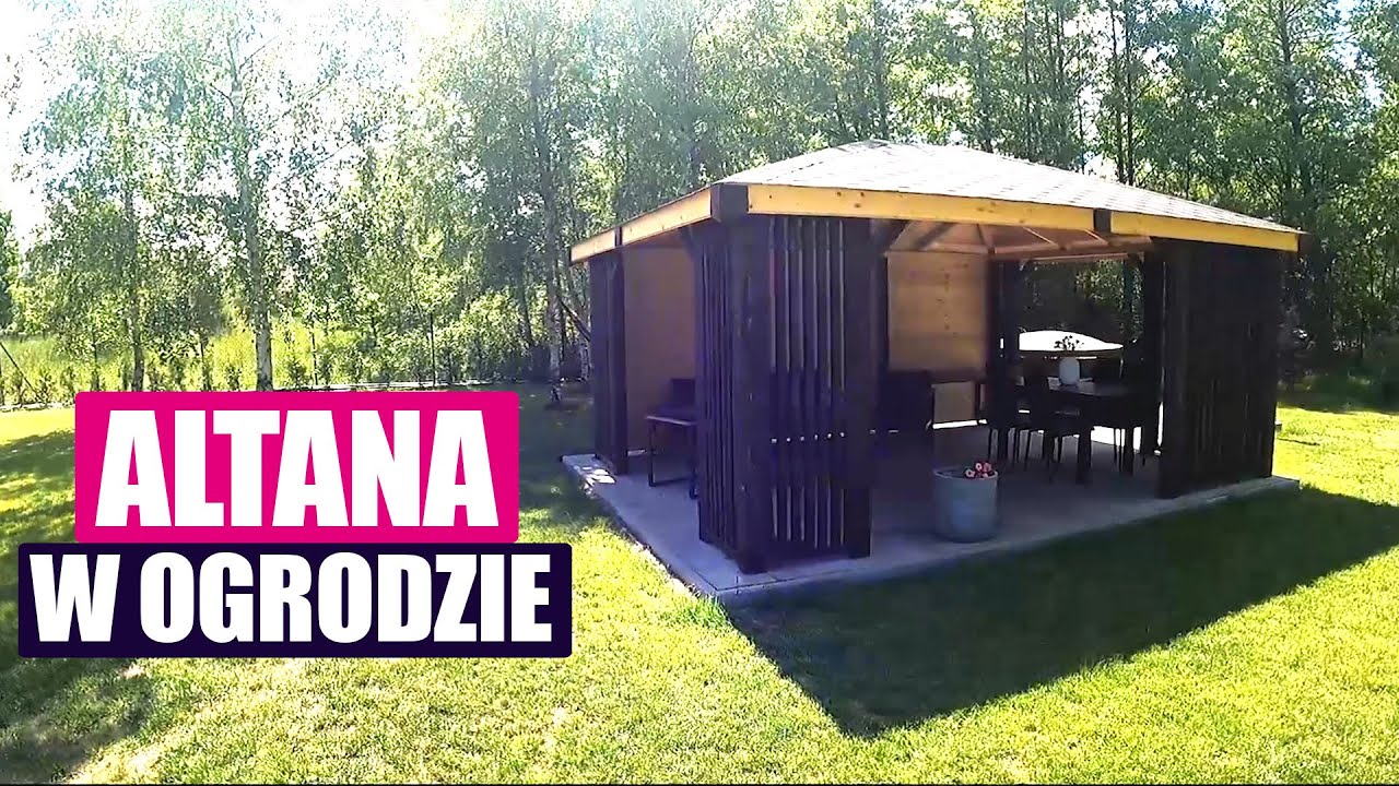 ALTANA W OGRODZIE. Altana ogrodowa z drewna z lamelami 4x5m.