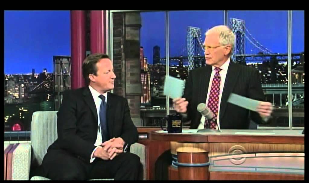 David Cameron appears on the Late Show with David Letterman