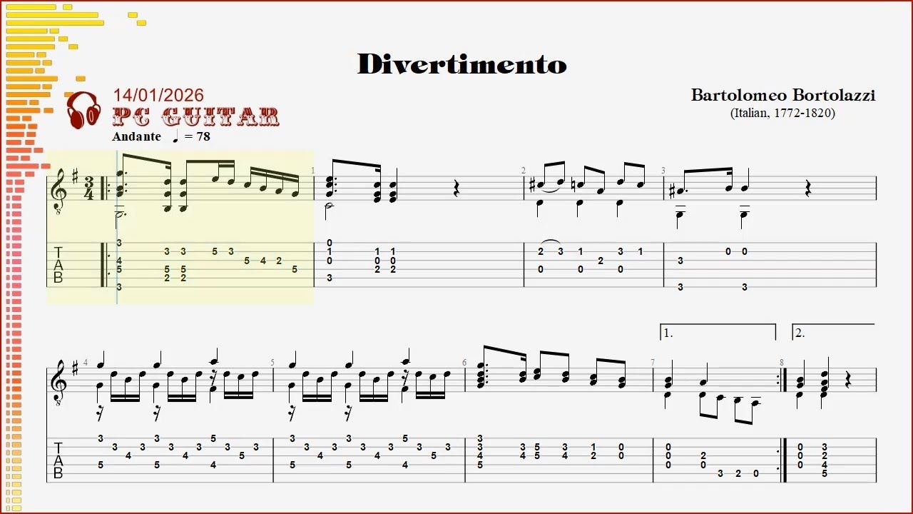 Bortolazzi, Divertimento, guitar