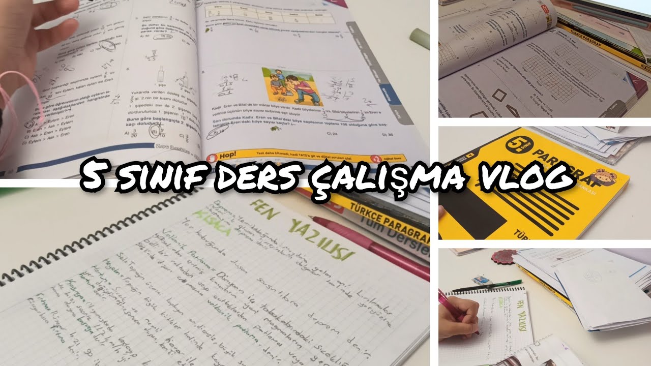 5 sınıf ders çalışma vlog/study with me/ders çalışma vlog 🌺😀