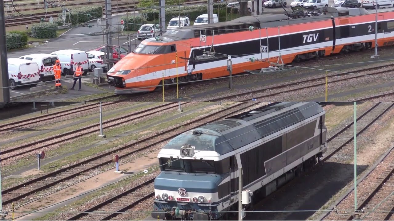 [CC 72084, TGV PSE 16] : Manœuvre du TGV PSE 16 tracté par la CC 72084.