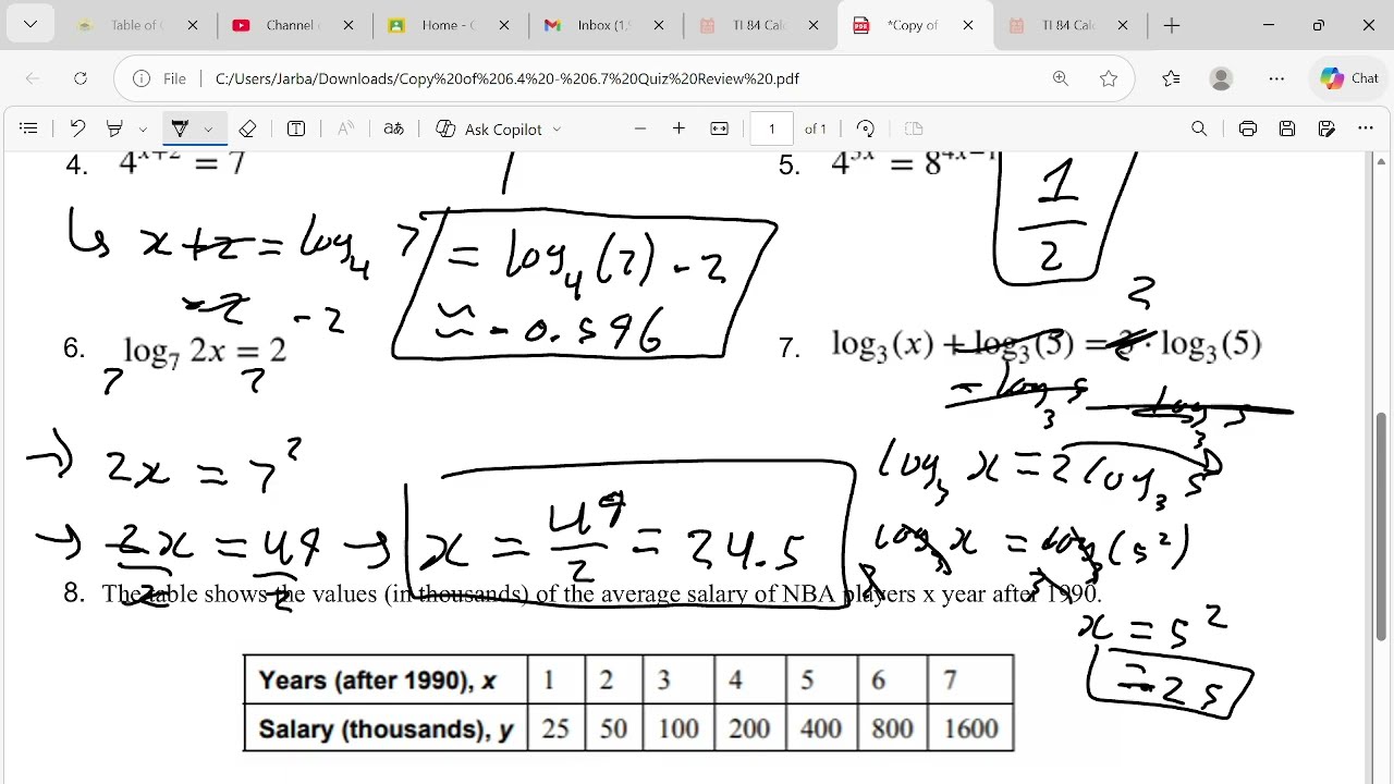 Algebra 2B STEM 6.4 - 6.7 Quiz Review