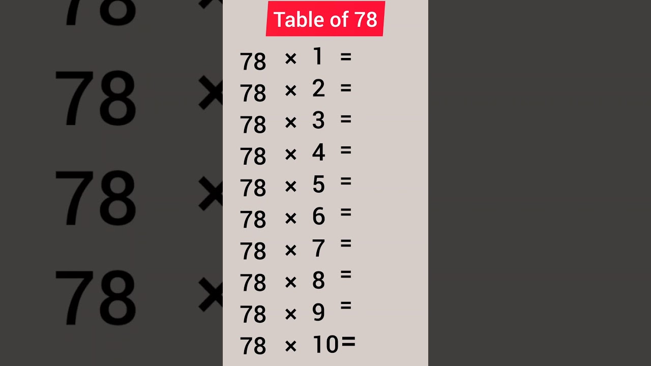 Table of 78 #shorts #education #subscribe #maths