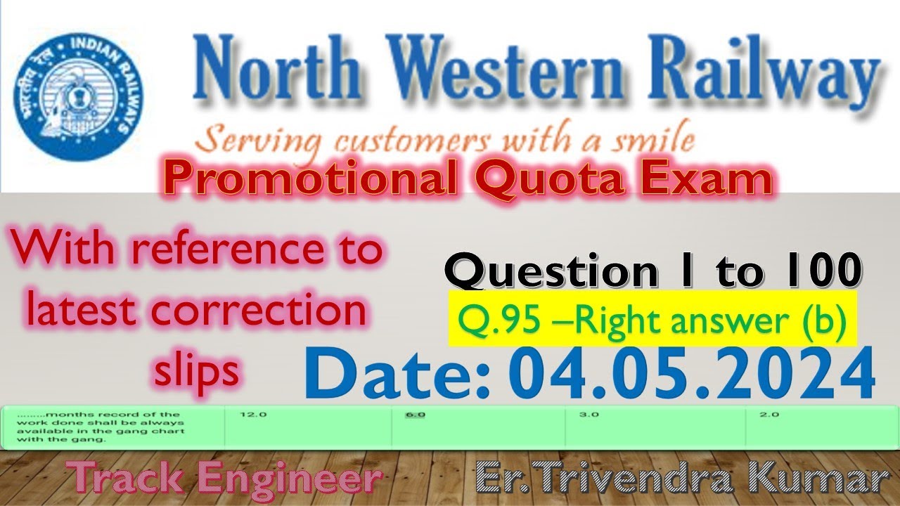 JE PWAY RANKER QUOTA |NWR|04-05-2024| FULL SOLUTION- TECHNICAL|ER TRIVENDRA KUMAR