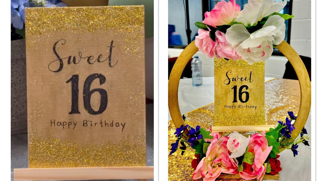 DIY Sweet 16 center piece decor