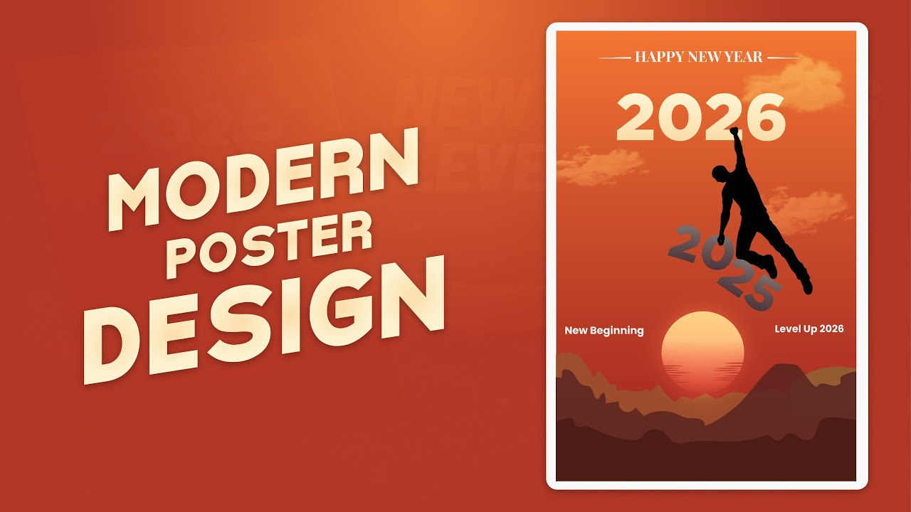 New Year 2026 Design in Adobe Illustrator l New Year 2026 Poster Design l New Year 2026