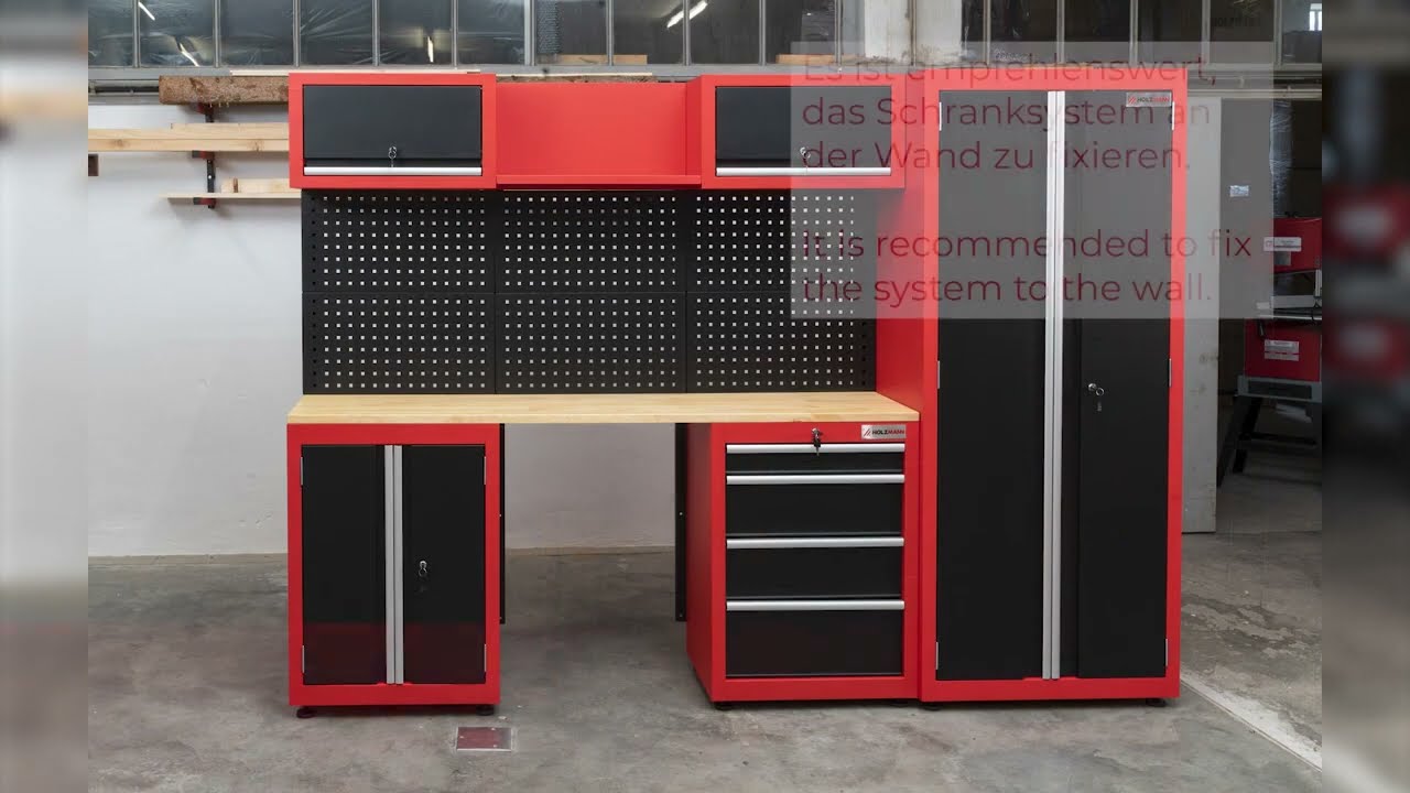 Présentation de l'ensemble d'armoire d'atelier - 13 pièces - HOLZMANN