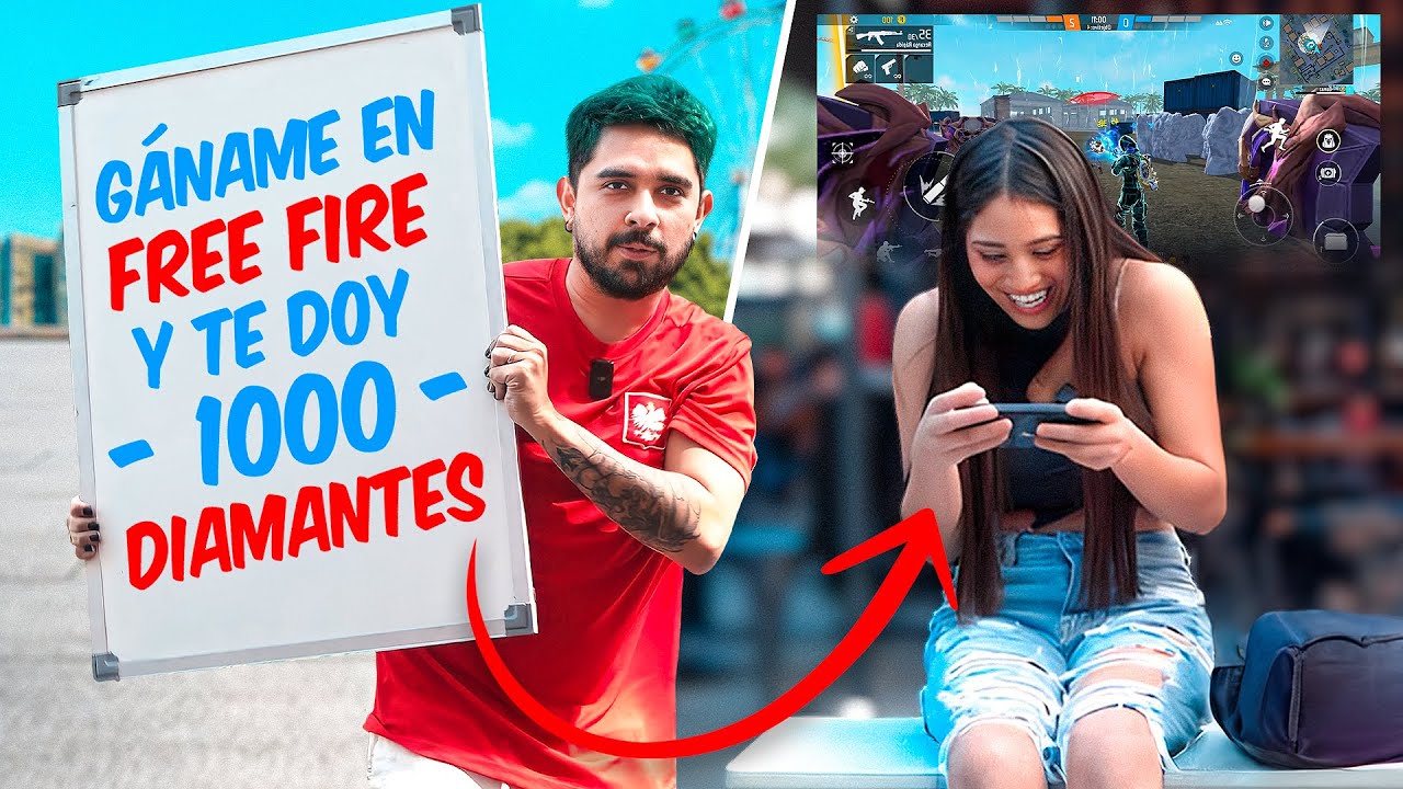 TE DOY DINERO SI ME GANAS FREE FIRE EN LA CALLE