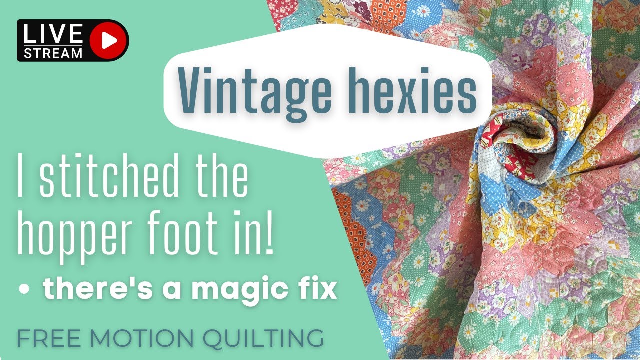 Vintage Hexies - Free Motion Quilting on 30s Feedsack Fabrics