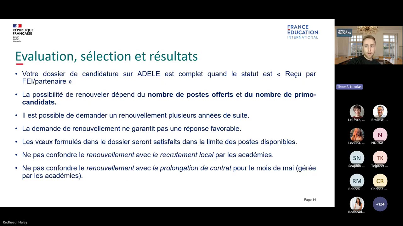 Assistants de langue en France : Visioconférence sur le renouvellement de contrat