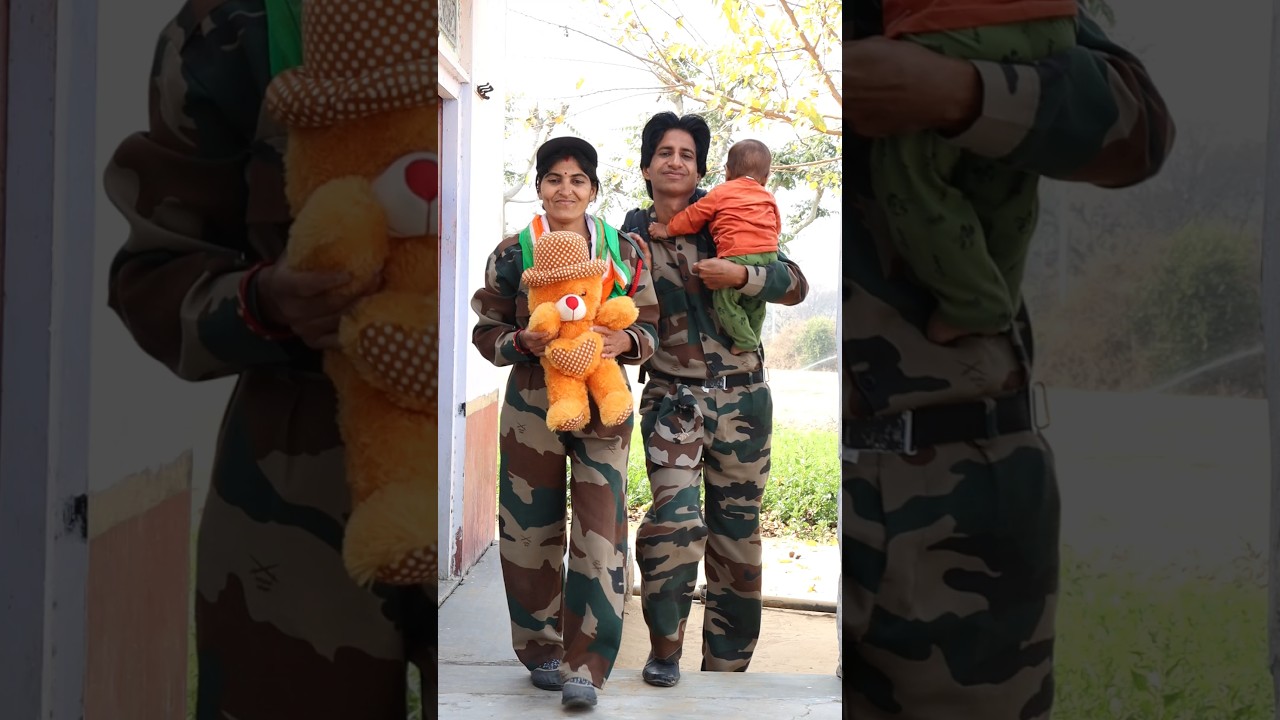 Indian army Soldier 🇮🇳 Father and Mother village family life #shorts #viral #army #maa