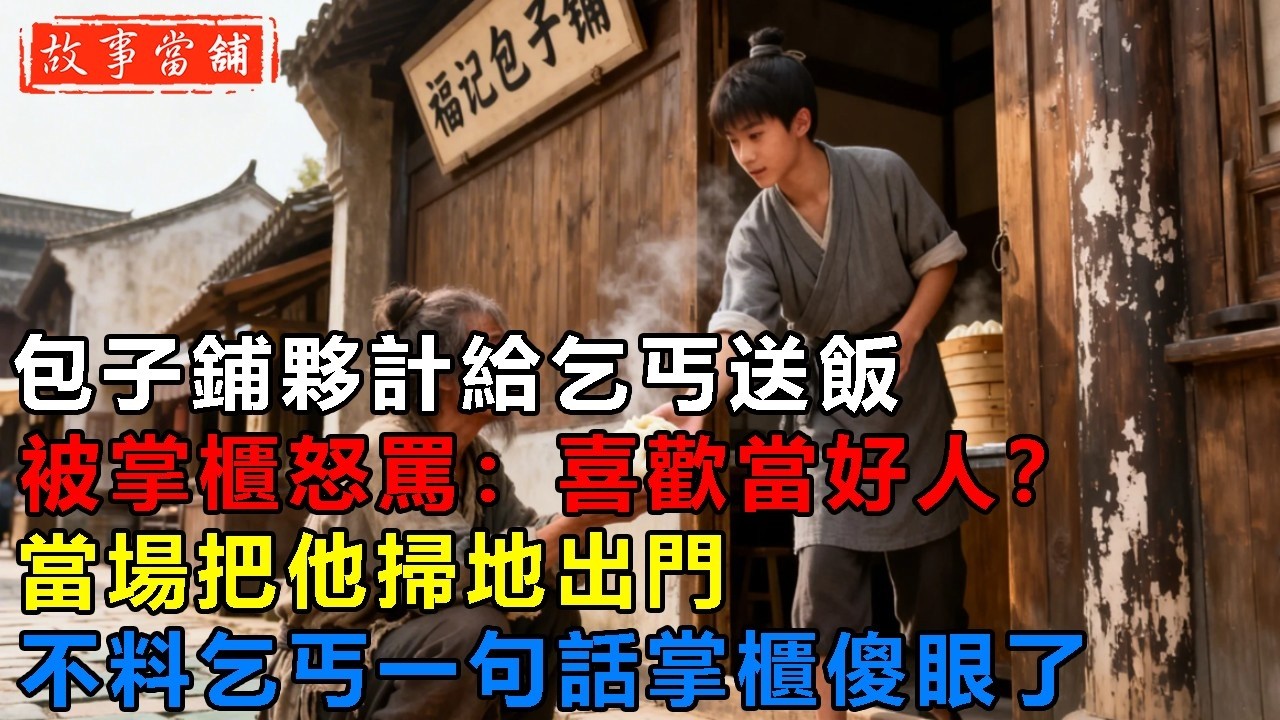 包子鋪夥計給乞丐送飯，被掌櫃怒罵：喜歡當好人？當場把他掃地出門，不料乞丐一句話掌櫃傻眼了| 民間故事 | 故事當舖