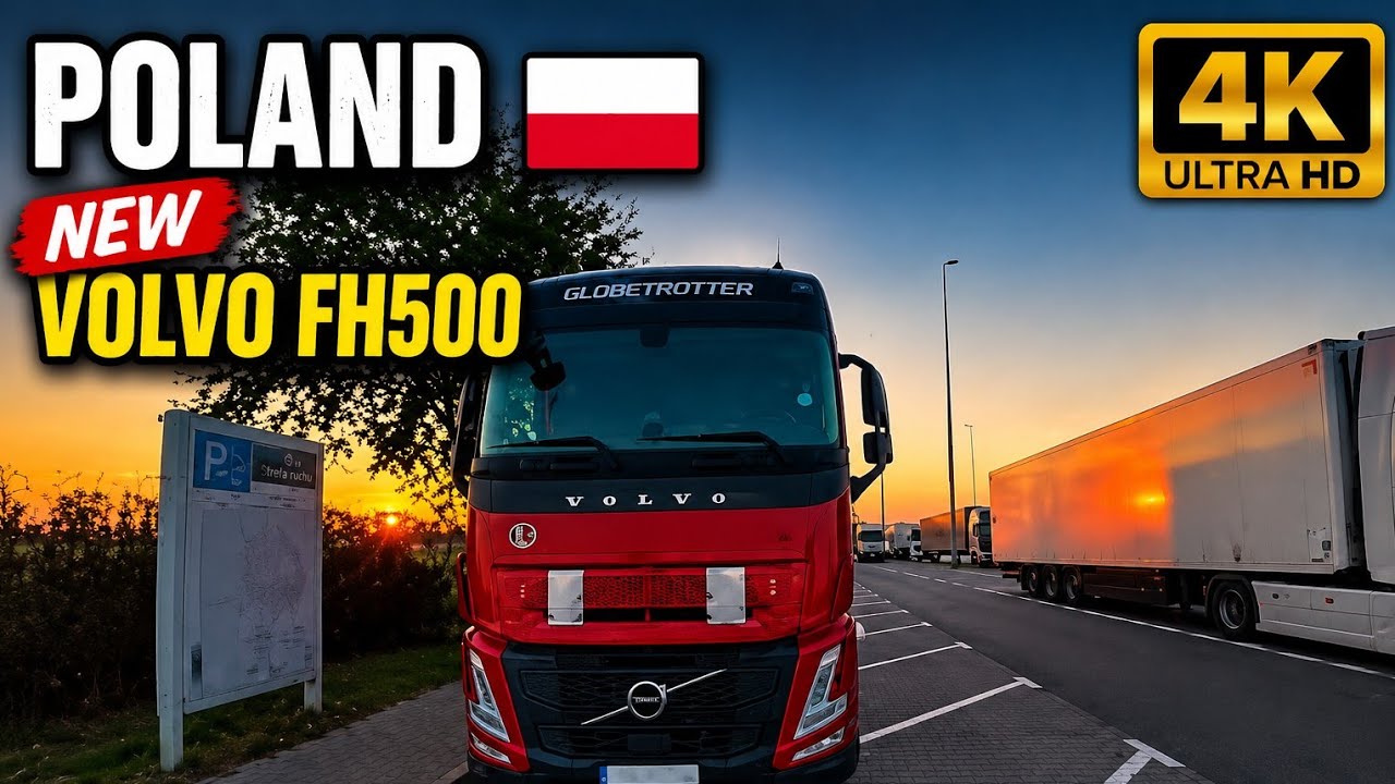POV Truck Driving in Poland 🇵🇱 | New Volvo FH500 | Real Road Sounds | 4K ASMR