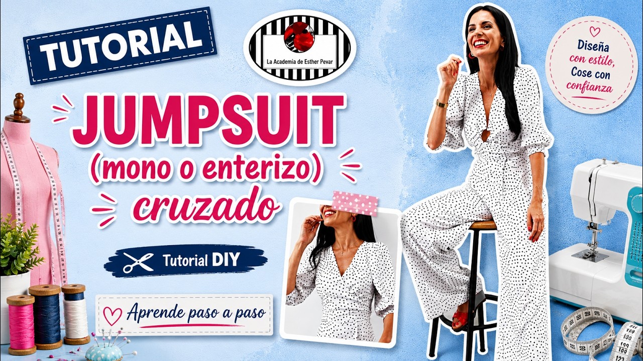 DIY JUMPSUIT CRUZADO| MONO O ENTERIZO DE LUNARES. Tutorial patrón y  trucos  de costura