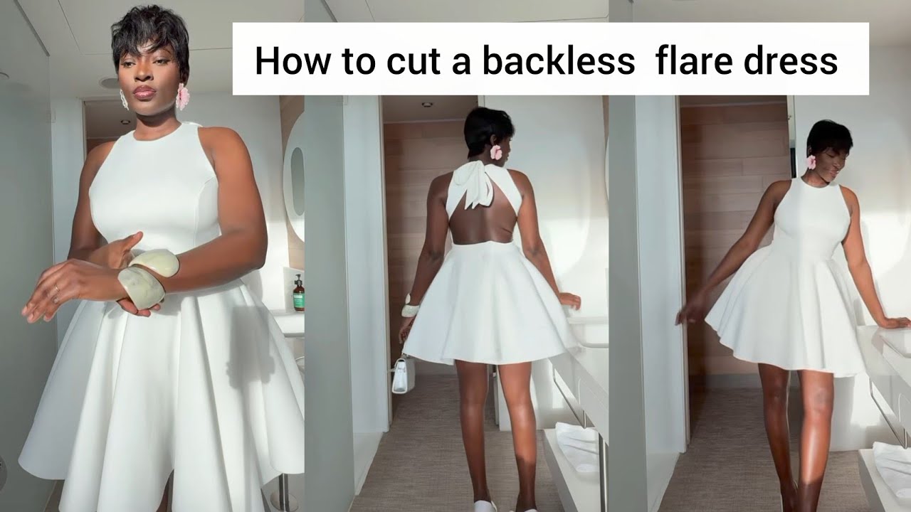HOW TO CUT A BACK LESS FLARE DRESS #flare  #how 