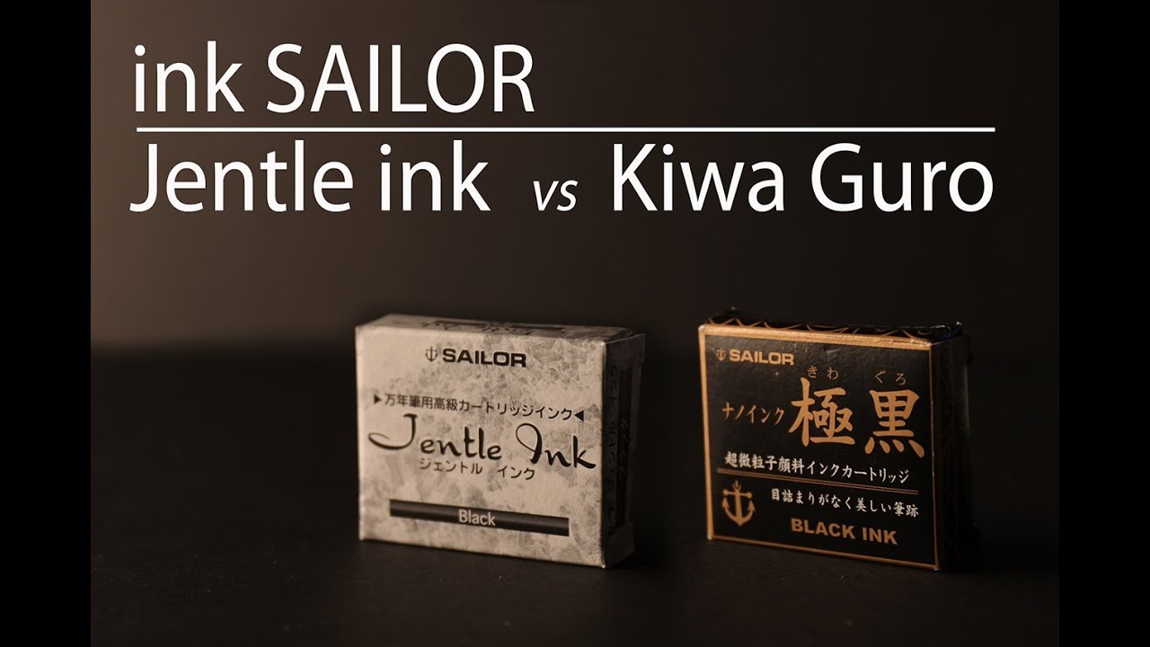 Inchiostro Sailor kiwa Guro vs Sailor Jentle ink black  - test review