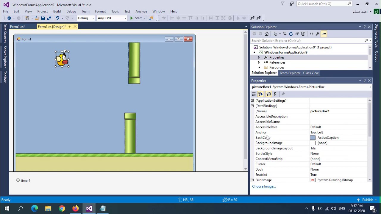 انشاء لعبة flappy bird بالفيجوال ستوديو بلغه c#