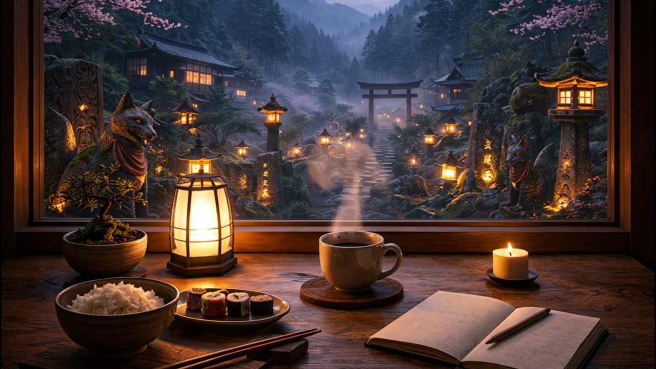 Ancient Japanese Mountain Café ⛩️🌸 Deep Jazz for Studying, Working & Relaxing | Cozy Forest Ambience