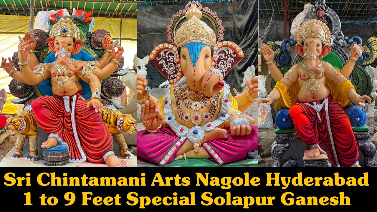 Sri Chintamani Arts Nagole Hyderabad | 1 to 9 Feet Solapur Ganpati 2025 | Nagole Ganesh Making 2025