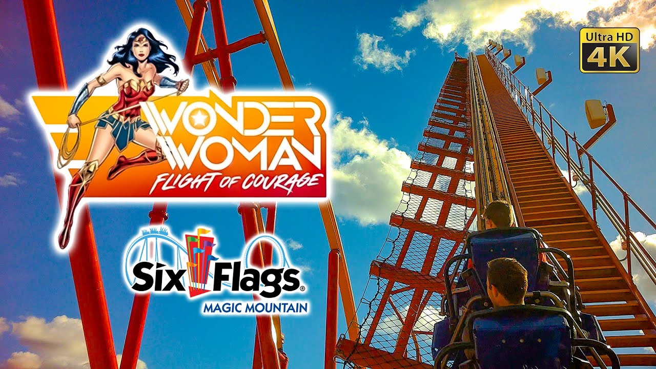 2024 Wonder Woman Flight of Courage On Ride 4K POV Six Flags Magic Mountain