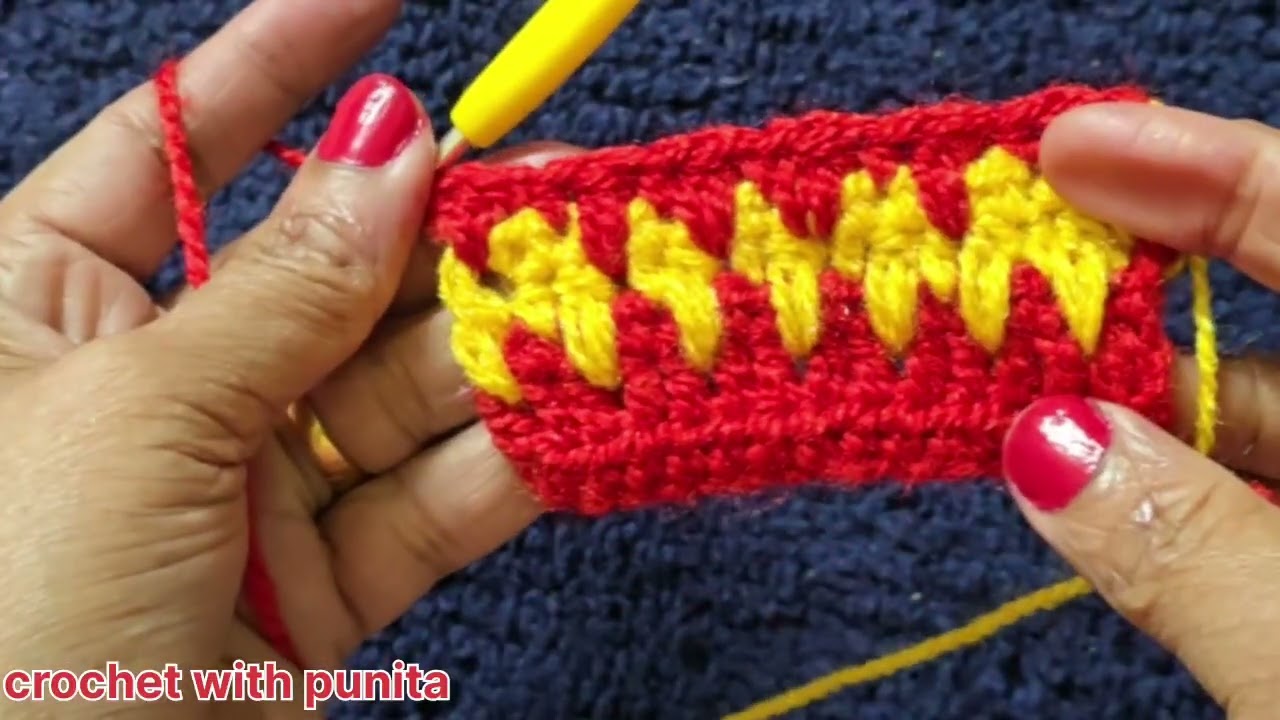 Red the yellow croached designl beautiful croached pattern l easy handmade crochet