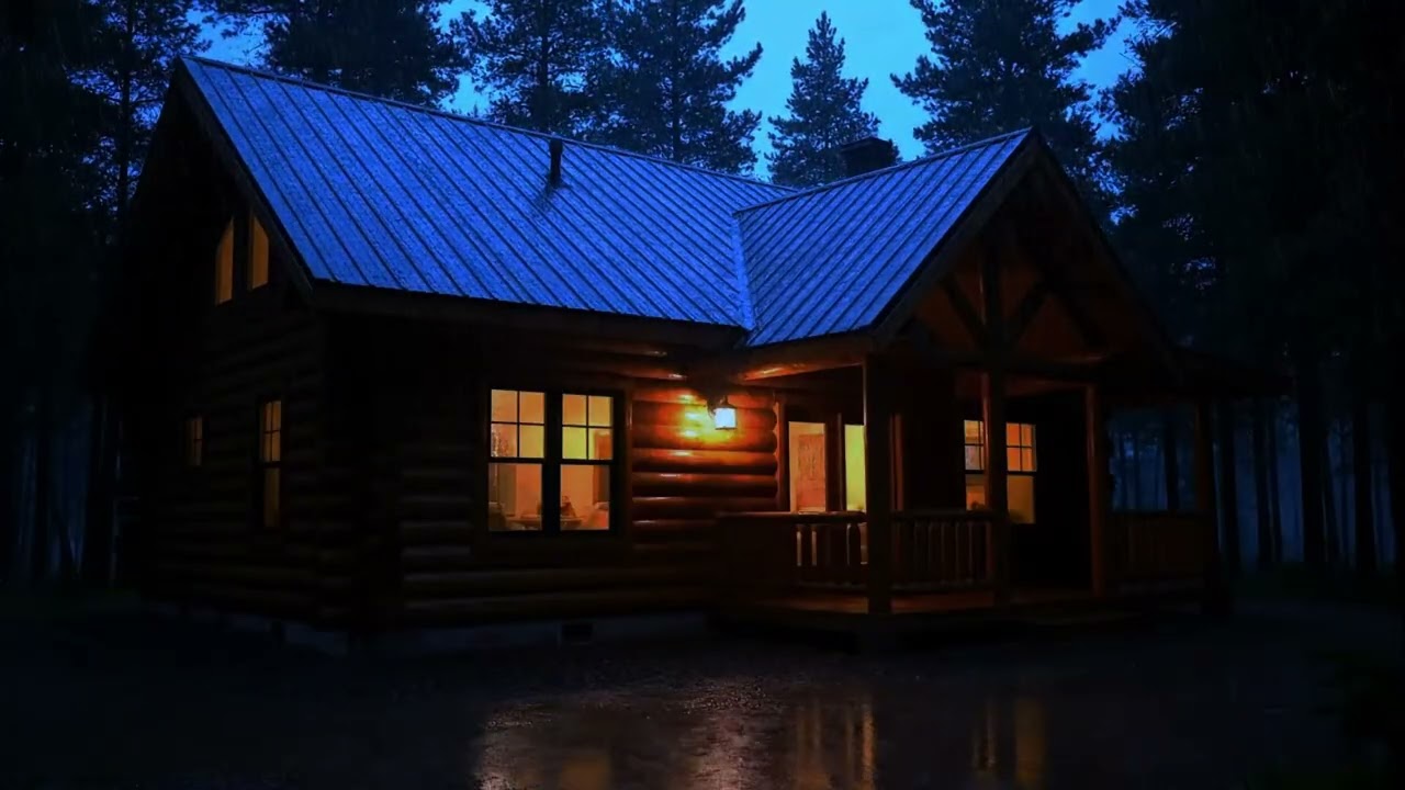 Cozy Cabin Rainstorm at Night with Thunder | Sleep Sounds for Relaxation