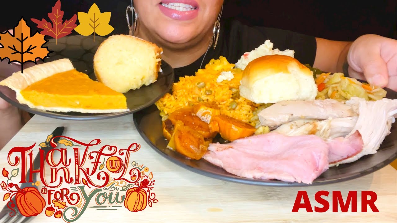 Thanksgiving Dinner! ASMR EATING SOUNDS (NO TALKING) MUKBANG