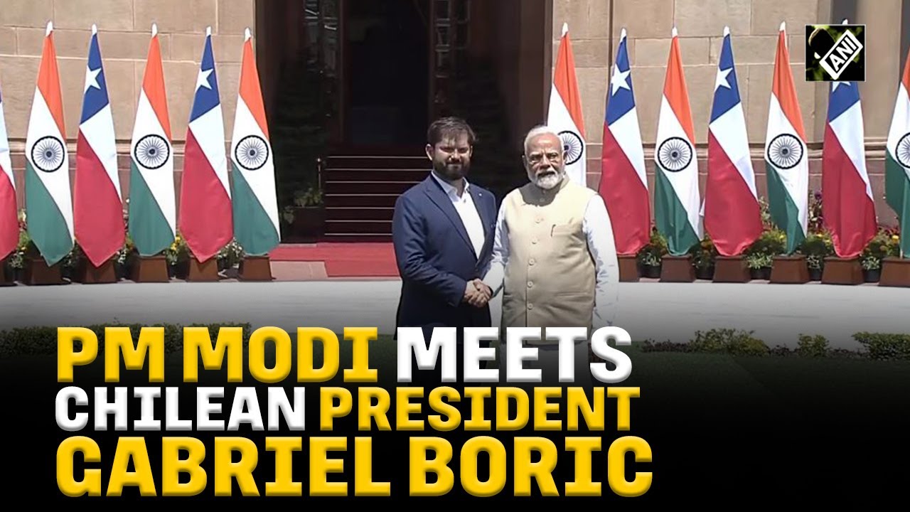 Prime Minister Narendra Modi meets Chile President Gabriel Boric at Hyderabad House in Delhi