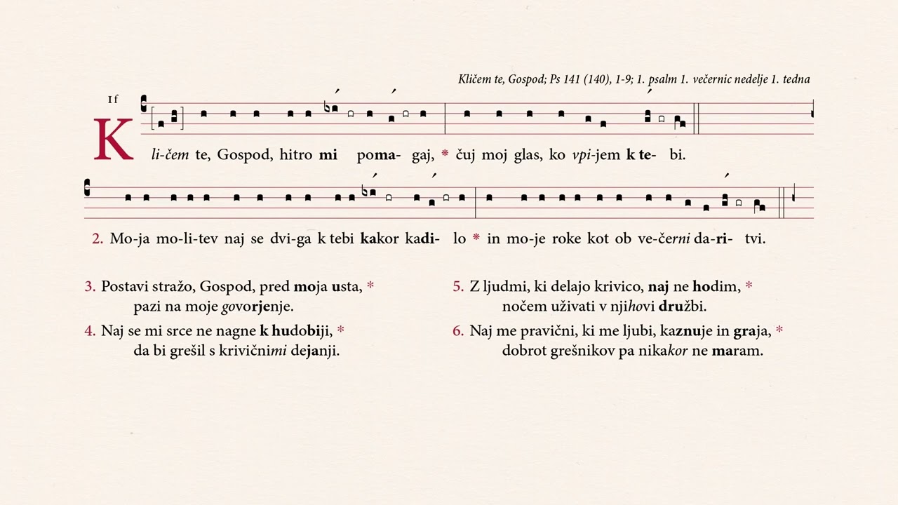 Učenje psalmodije 1. ura: 1f psalmski ton