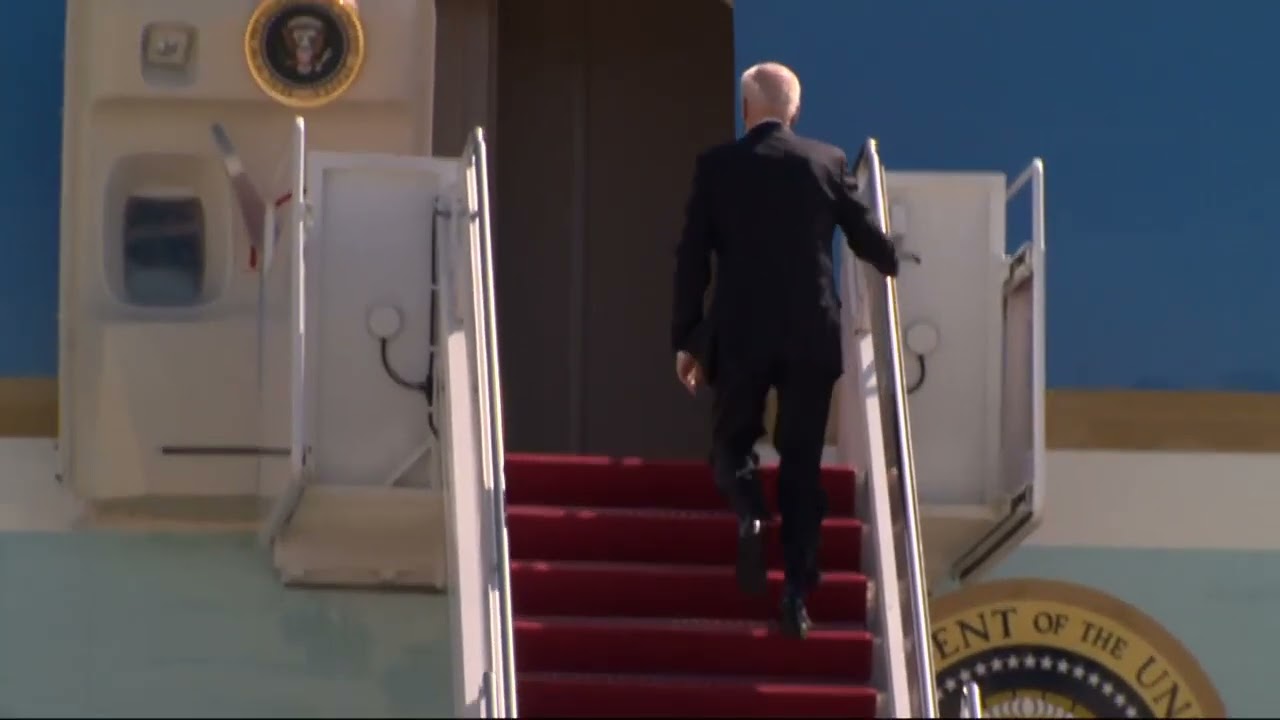 Joe Biden trips three times while boarding Air Force One