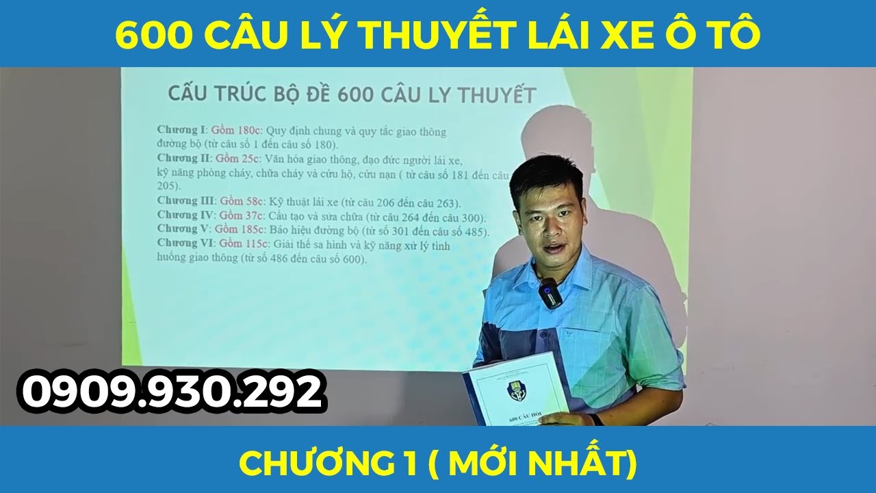 600 Câu Hỏi Lý Thuyết Lái Xe Ô Tô Luật Mới Phần Chữ Chương 1 - Thầy Nhân (0909.930.292)