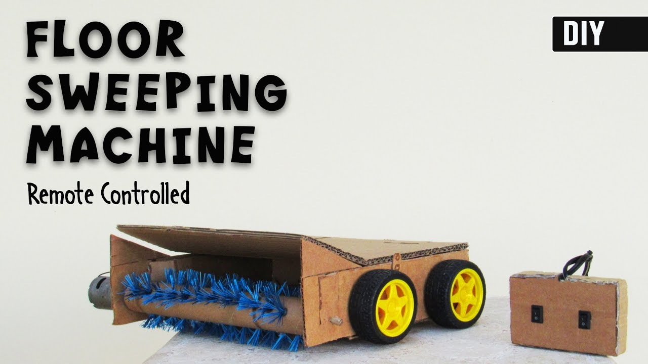 How to make a RC FLOOR SWEEPING MACHINE from cardboard | DIY Floor Cleaner