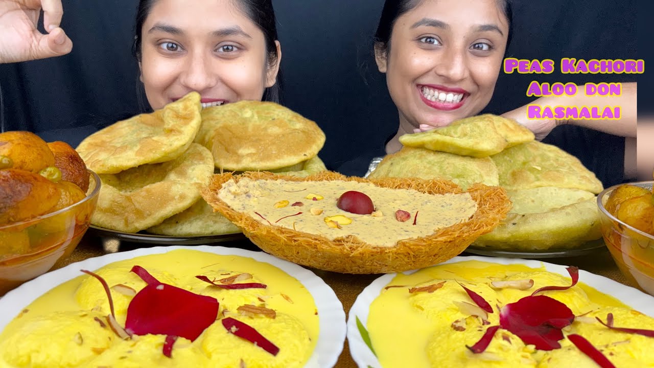Eating Sevai Boat(katori)Peas Kachori With Aloo Dum,Rasmalai Challenge|Food Challenge|#peaskachori