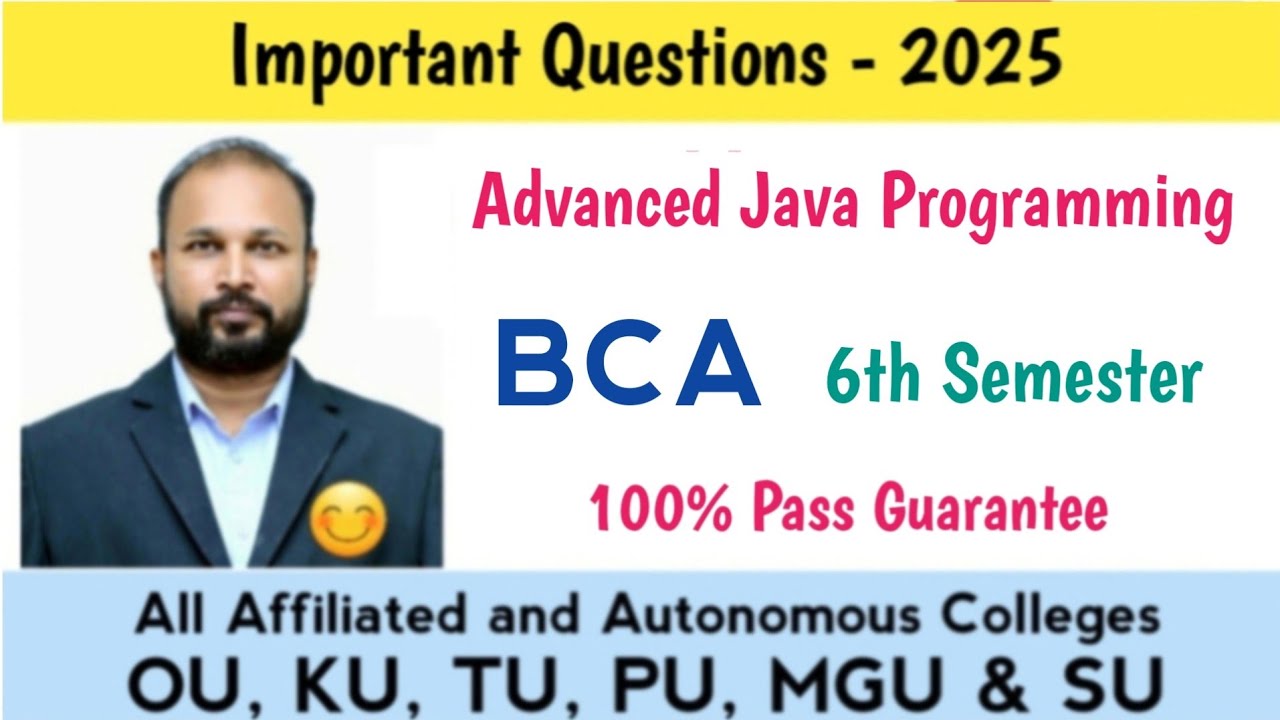 Advanced Java Programming Important Questions 2025 BCA VI Semester 6th Sem Imp Gunshot Damsure OU PU