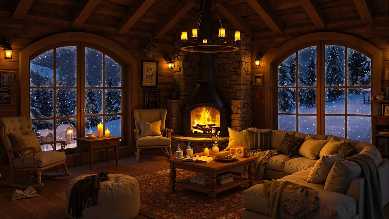 Cabin Jazz Serenade | Cozy Ambience with Smooth Jazz Instrumental & Fireplace Sounds to Sleep, Relax