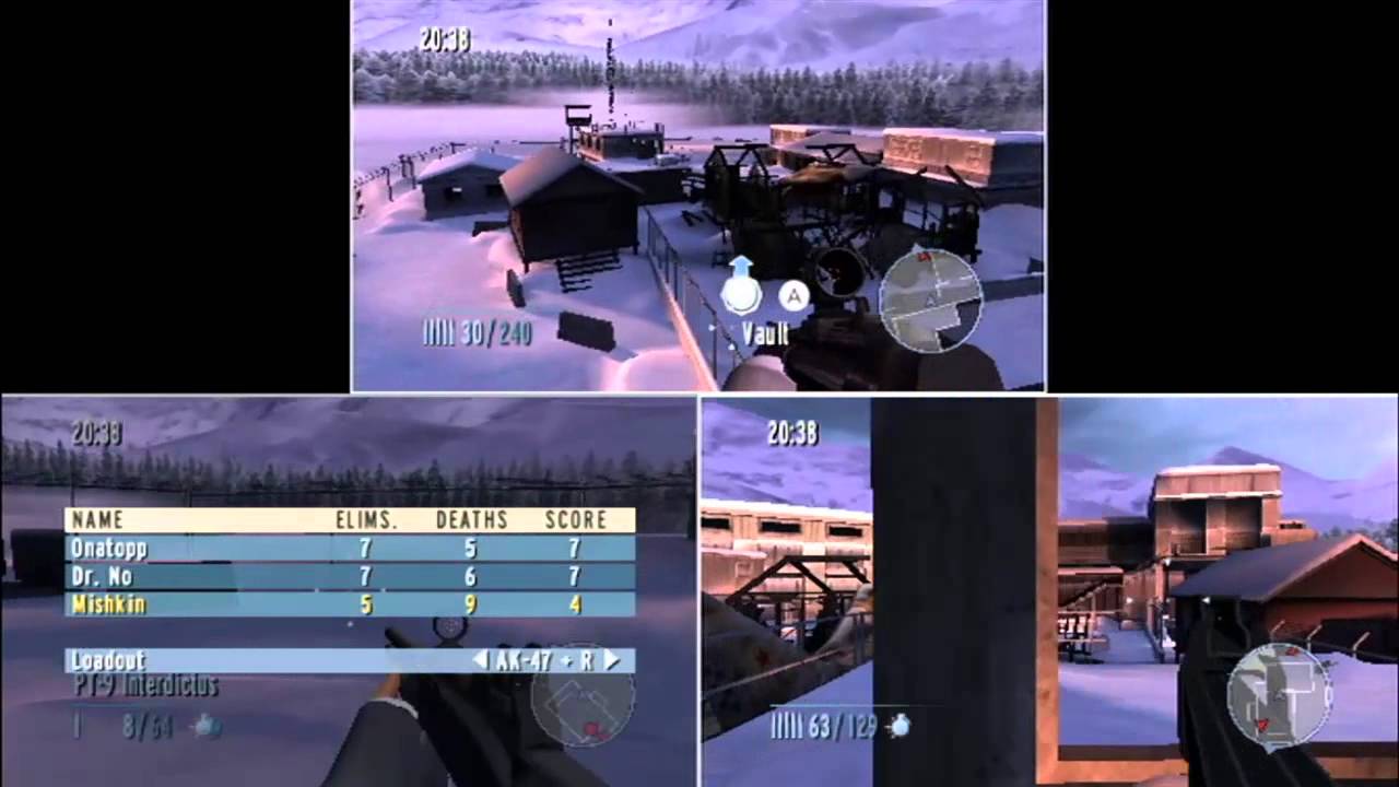 Goldeneye 007 Wii 3 player splitscreen fun