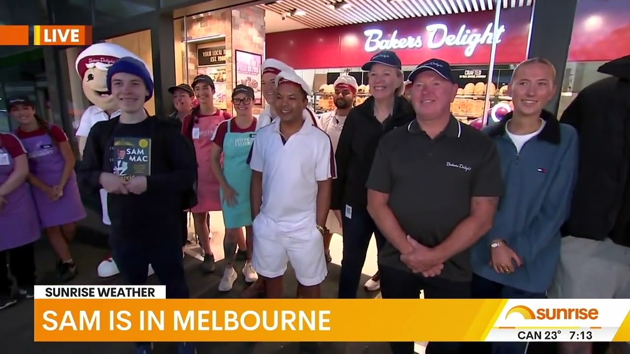 SUNRISE CHANNEL 7 WEATHER SAM MAC MONTMORENCY BAKERS DELIGHT