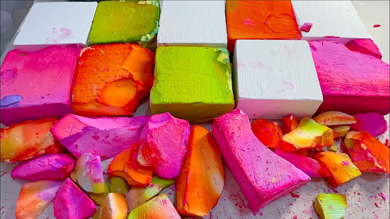 Crispy Colored Chalks, Fluffy Gym Chalk Crushing Video ~ Anxiety Relief ~