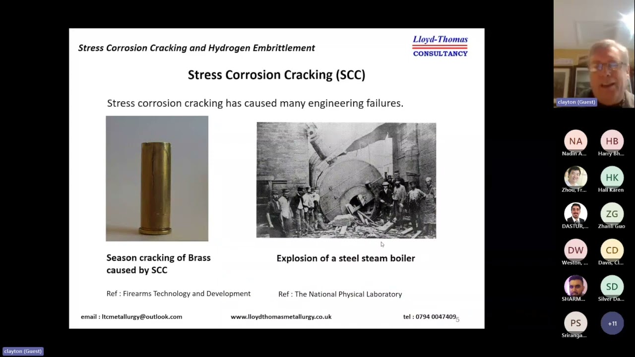 Stress corrosion cracking and hydrogen embrittlement