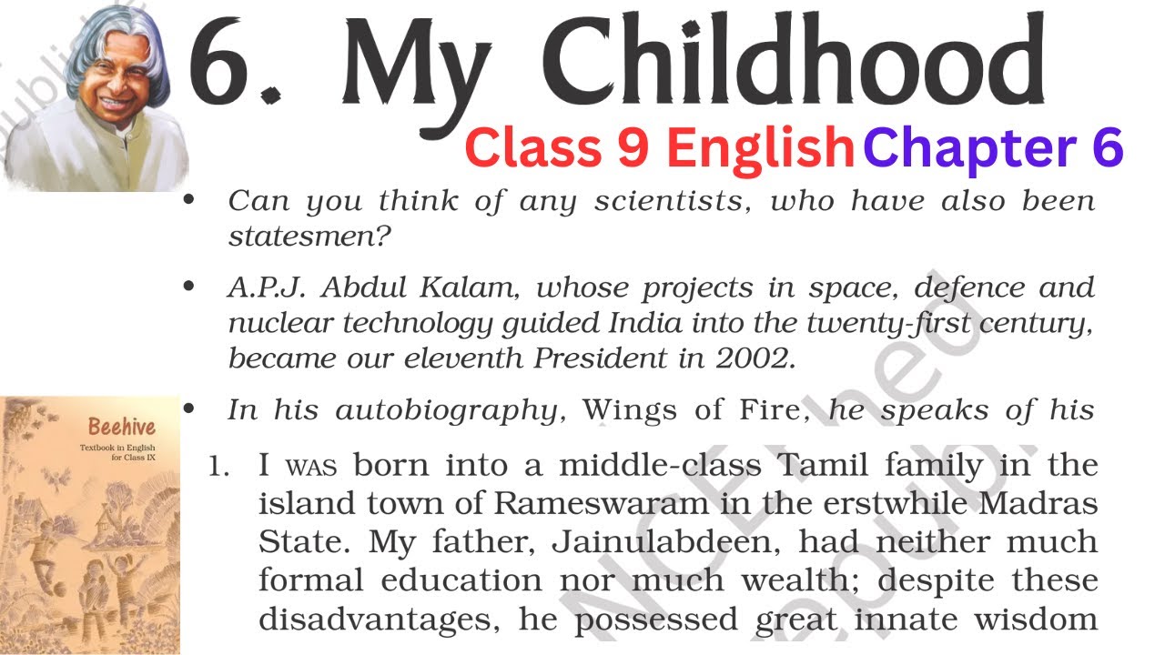 MY CHILDHOOD CLASS 9 English Chapter 6, Class 9 English Chapter 6 My Childhood explanation