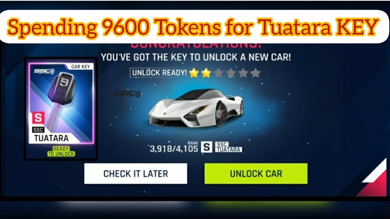 Asphalt 9 - Spending 9600 Tokens on SSC Tuatara Key Packs