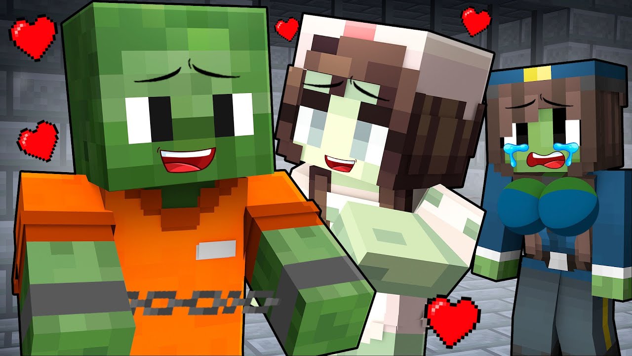 Doctor Girl Fell in Love with Zombie in Jail, but Police Girl is Sad (Minecraft)
