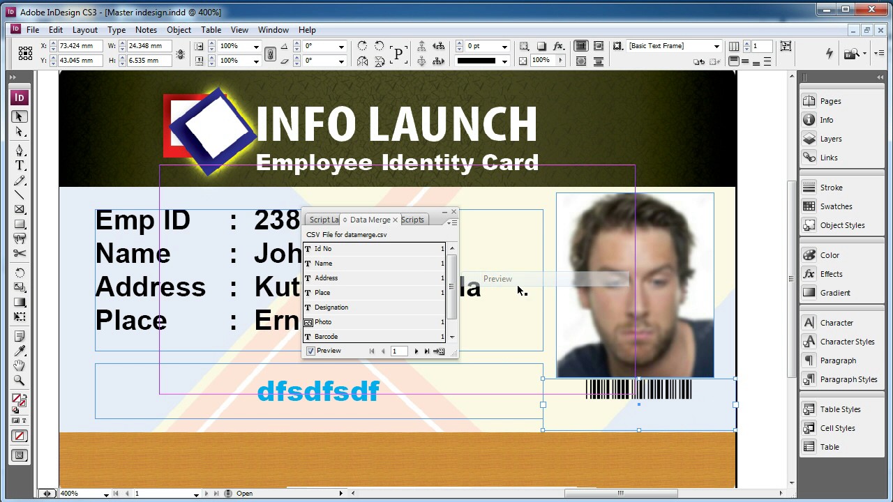 Adobe Indesign | ID Card Making | DataMerge