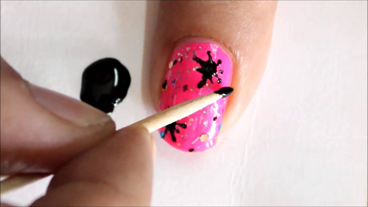 Spun Splatter! *Toothpick Nail Art Designs* Without Tools