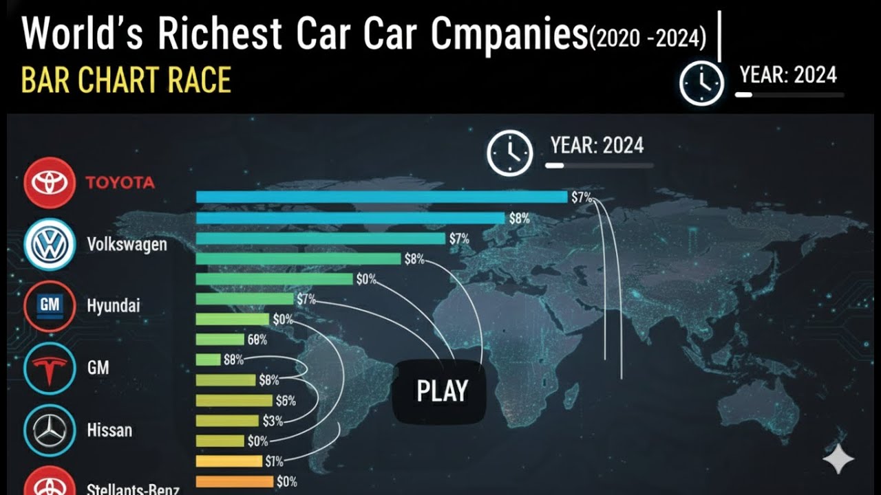 World&rsquo;s Richest Car Companies (2020-2024) | Bar Chart Race