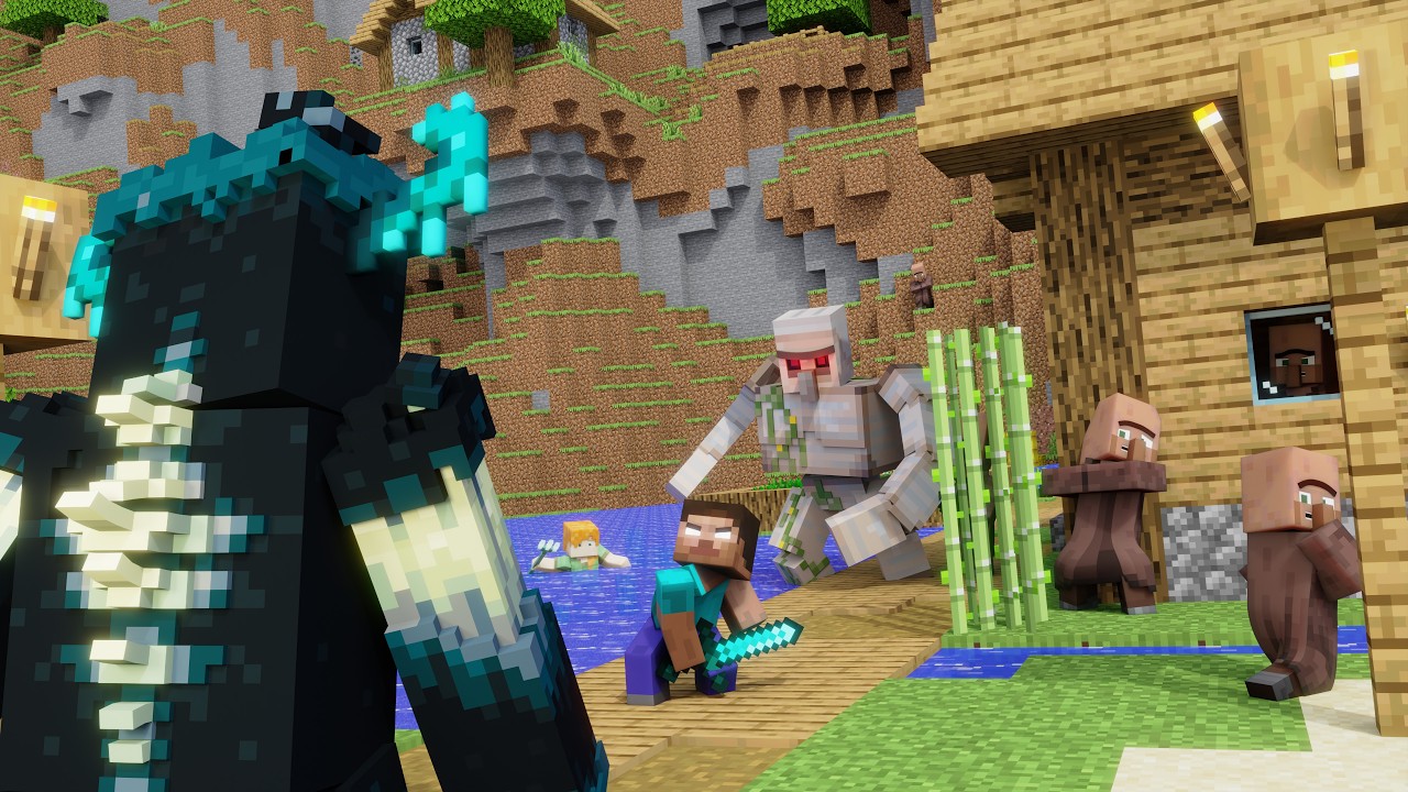 WARDEN ATTACK! VS VILLAGE! - Alex And Steve Life (Minecraft Animation)