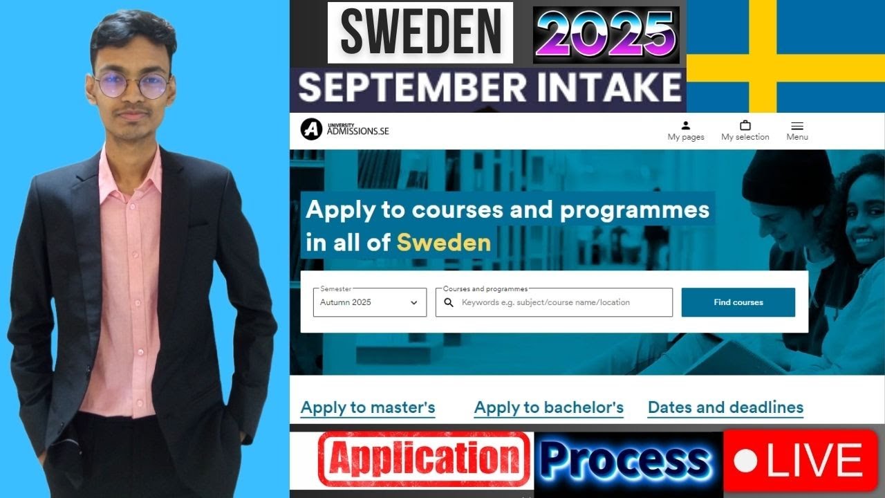 Sweden University Application Process LIVE! How to pay fee in Details for Bachelor and Masters!